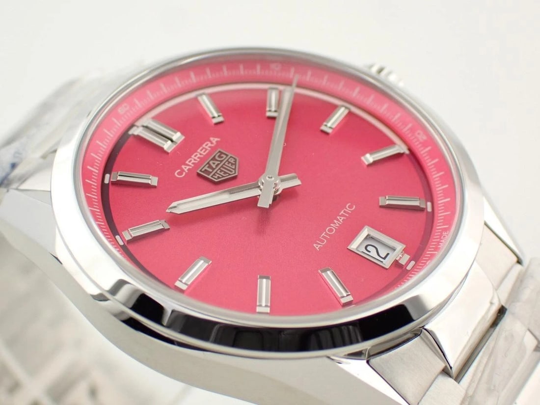 TAG HEUER WATCH CARRERA CALIBRE WATCH: Tag Heuer Watch Carrera Calibre Watch Brand: TAG HEUER Type/Style: Wristwatch Material: Stainless steel Color: PINK Size: Case size: 36mm Wrist size: 19.5cm Accessories: None Accessories Notice: When
