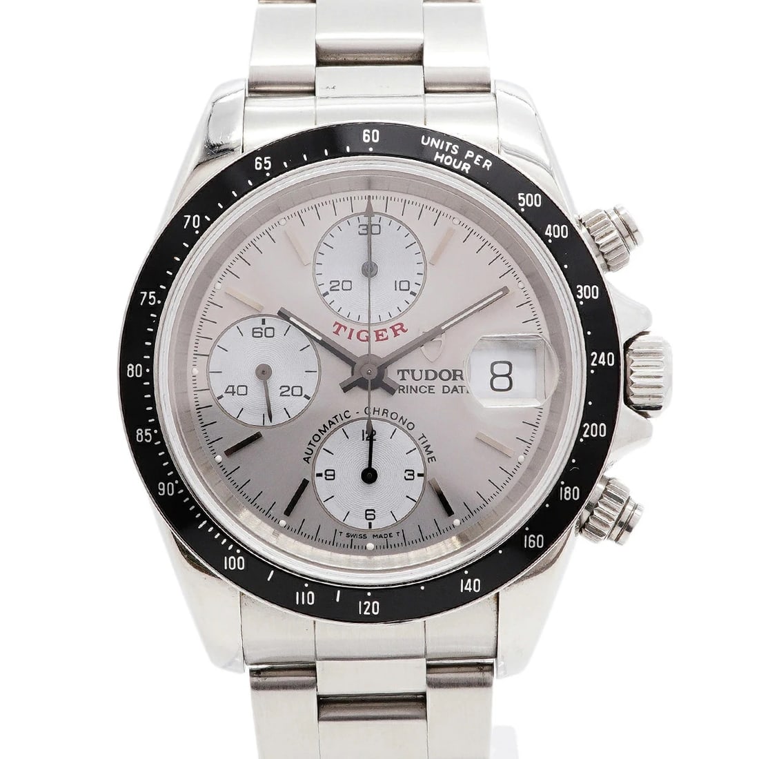 TUDOR WATCH CHRONOTIME TIGER PRINCE DATE WATCH: Tudor Watch Chronotime Tiger Prince Date Watch Brand: TUDOR Type/Style: Wristwatch Material: SS Color: SILVER DIAL Size: Case size: 39.2mm Wrist size: Approx. 17.5cm Accessories: None Acce