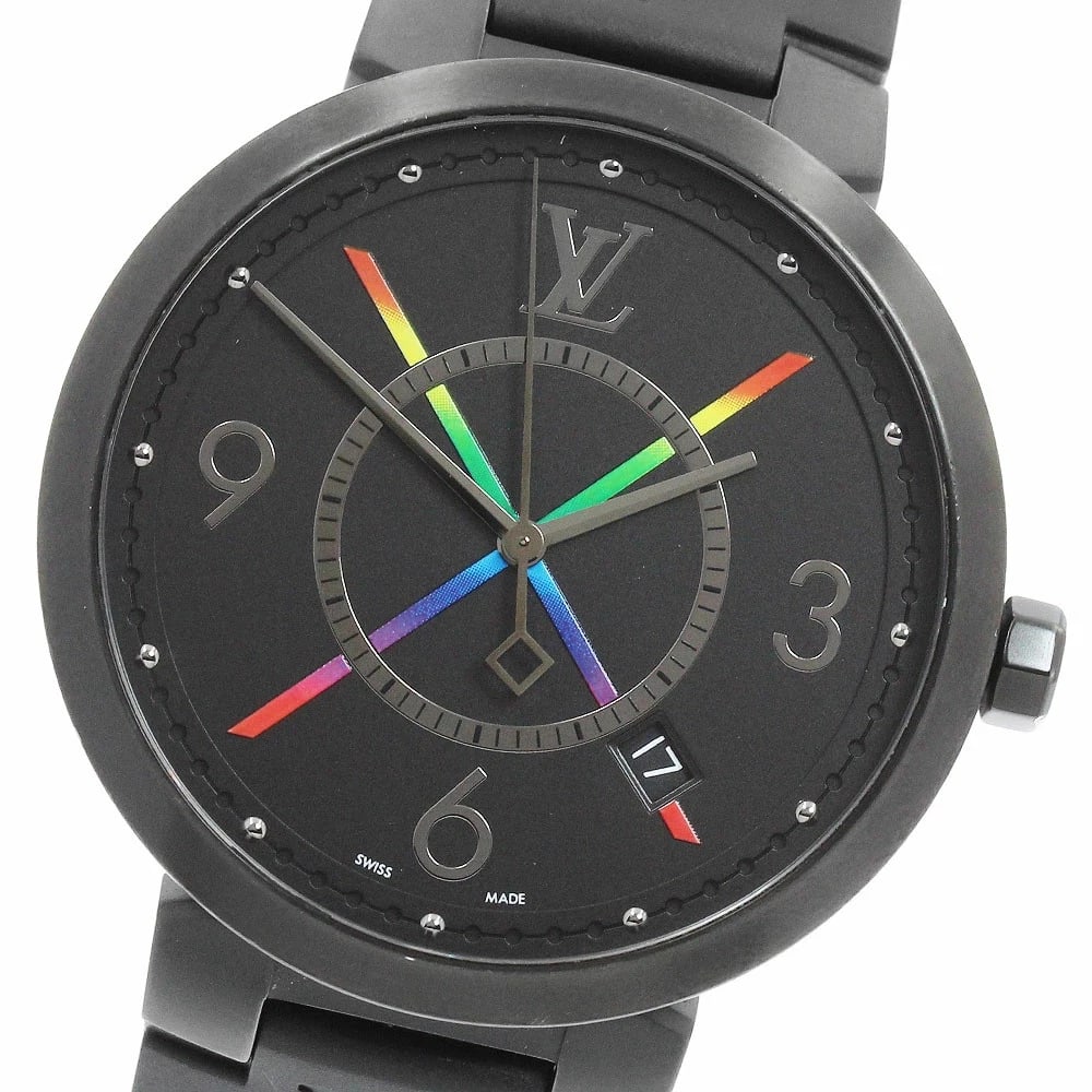 LOUIS VUITTON WATCH TAMBOUR SLIM RAINBOW WATCH: Louis Vuitton Watch Tambour Slim Rainbow Watch Brand: LOUIS VUITTON Type/Style: Wristwatch Material: SS/Rubber Color: none Size: Case size: 39mm Wrist size: Approx. 19.5cm Accessories: None