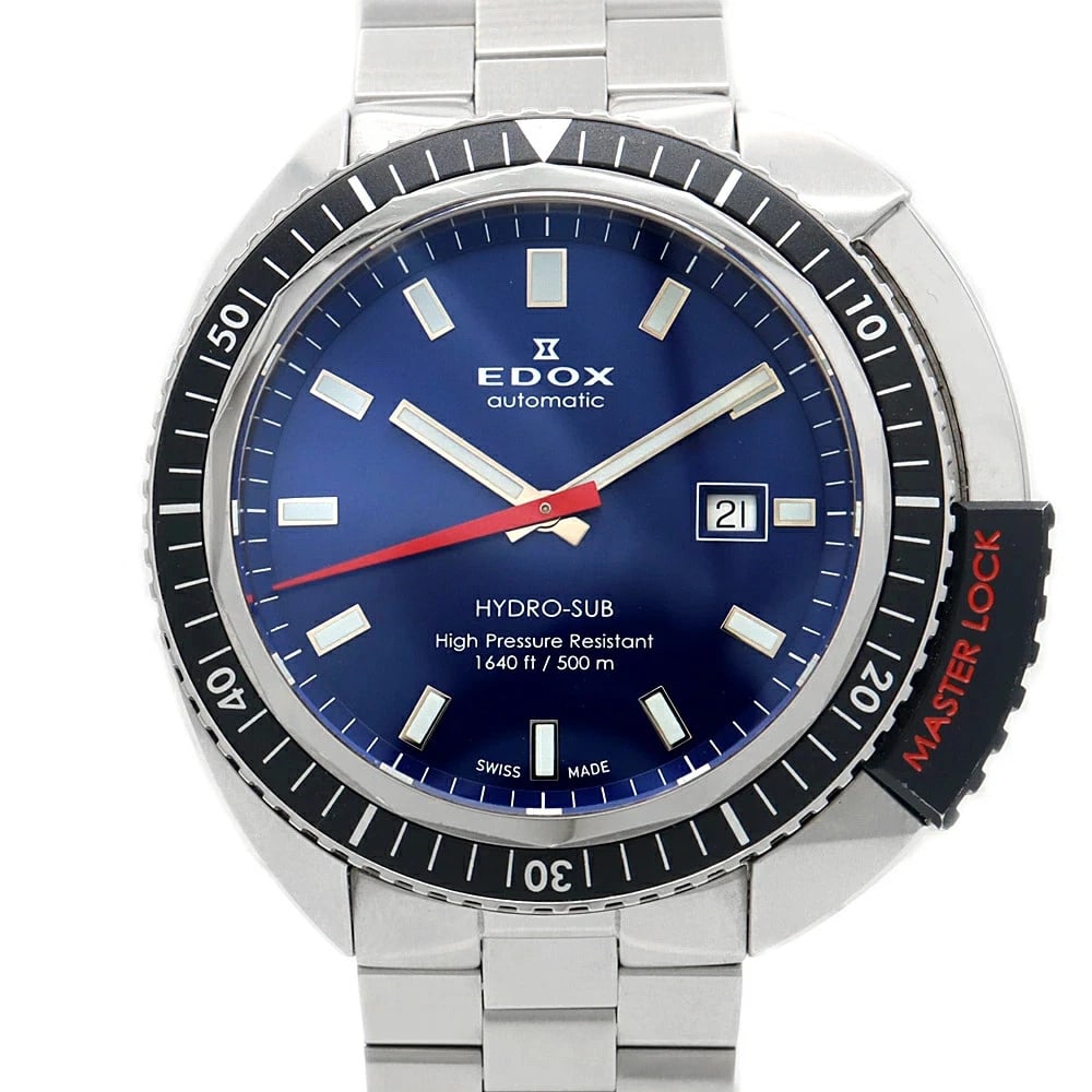 EDOX WATCH HYDRO-SUB DATE BLUE STAINLESTEEL WATCH: Edox Watch Hydro-Sub Date Blue Stainlesteel Watch Brand: EDOX Type/Style: Wristwatch Material: SS Color: BLUE Size: Case size: 45mm Wrist size: 21 cm Accessories: None Accessories Notice: When