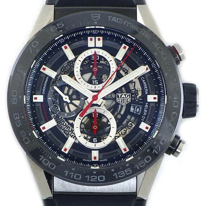 TAG HEUER WATCH CARRERA CALIBRE HEUER WATCH: Tag Heuer Watch Carrera Calibre Heuer Watch Brand: TAG HEUER Type/Style: Wristwatch Material: SS Color: BLACK Size: Case size: 45mm Wrist size: Approx. 18.5cm Accessories: None Accessories Notice: