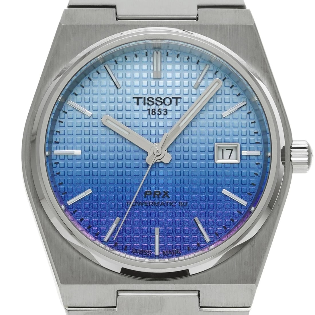 TISSOT WATCH PRX POWERMATIC WATCH: Tissot Watch Prx Powermatic Watch Brand: TISSOT Type/Style: Wristwatch Material: SS Color: ICE BLUE Size: Case size: 40mm Wrist size: Approx. 20.5cm Accessories: None Accessories Notice: When