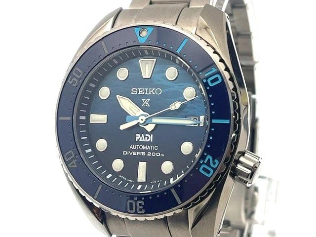 SEIKO WATCH PROSPEX PADI MODEL STAINLESTEEL WATCH: Seiko Watch Prospex Padi Model Stainlesteel Watch Brand: SEIKO Type/Style: Wristwatch Material: SS Color: BLUE Size: Case size: 45mm Wrist size: Approx. 20.5cm Accessories: None Accessorie