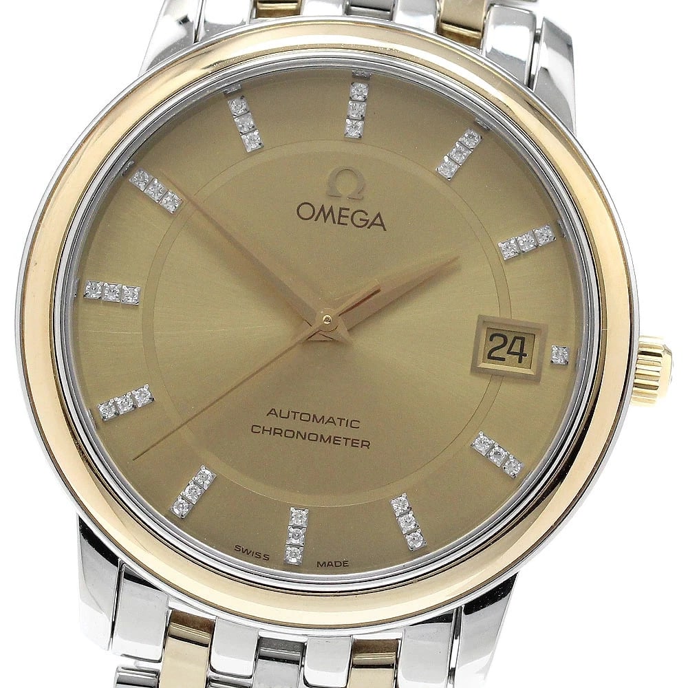 OMEGA DE VILLE PRESTIGE CHRONOMETER WATCH: Omega De Ville Prestige Chronometer Watch Brand: OMEGA Type/Style: Wristwatch Material: Stainless steel, 18K Yellow Gold, Diamond Color: none Size: Case size: 35 mm Wrist size: 17.5 cm Accessories