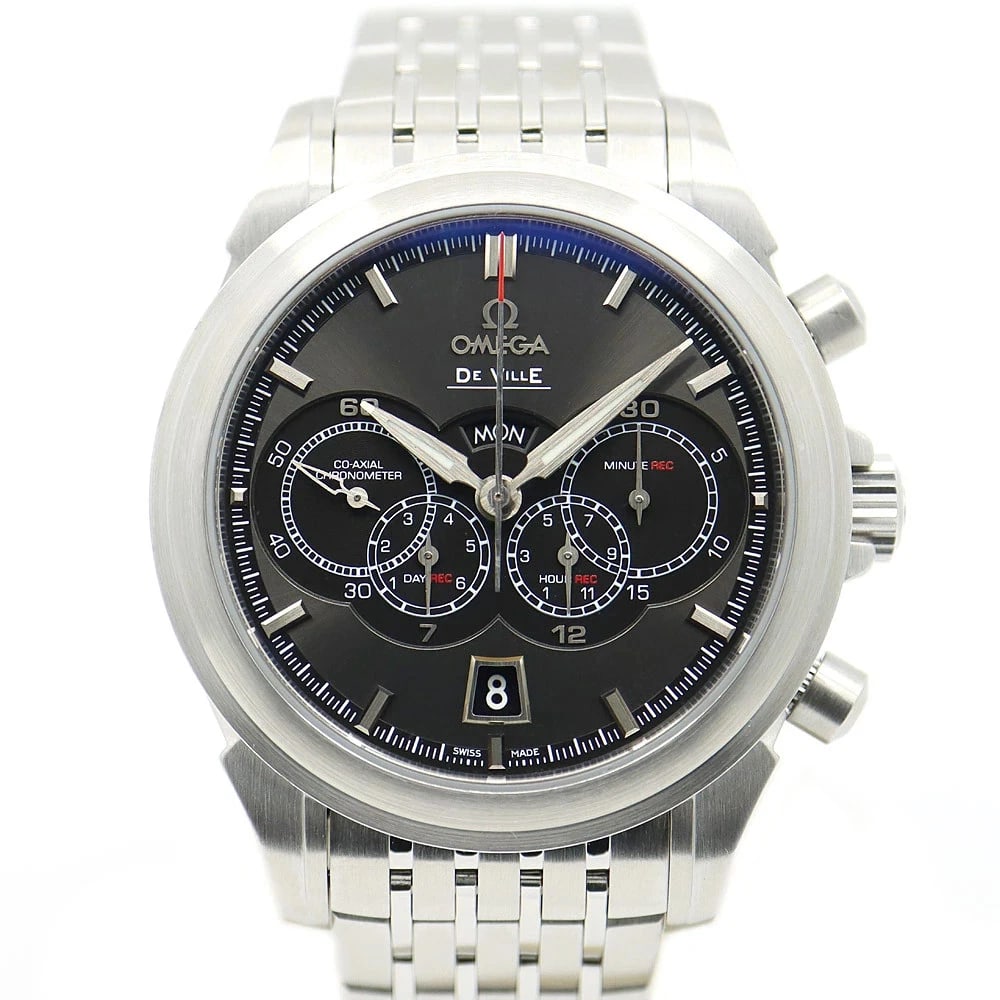 OMEGA DE VILLE CHRONOSCOPE CO-AXIAL WATCH: Omega De Ville Chronoscope Co-Axial Watch Brand: OMEGA Type/Style: Wristwatch Material: Stainless steel, Sapphire crystal Color: none Size: Case size: 41mm Wrist size: 17.5cm + 2cm Accessories: No