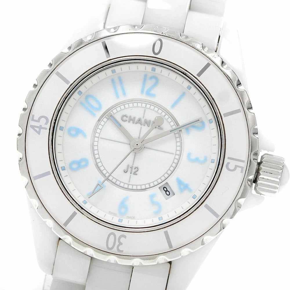 CHANEL WATCH J12 BLUE LIGHT WATCH: Chanel Watch J12 Blue Light Watch Brand: CHANEL Type/Style: Wristwatch Material: Stainless Steel/Ceramic Color: WHITE Size: Case size: 33mm Wrist size: Approx. 18cm Accessories: None Accessories