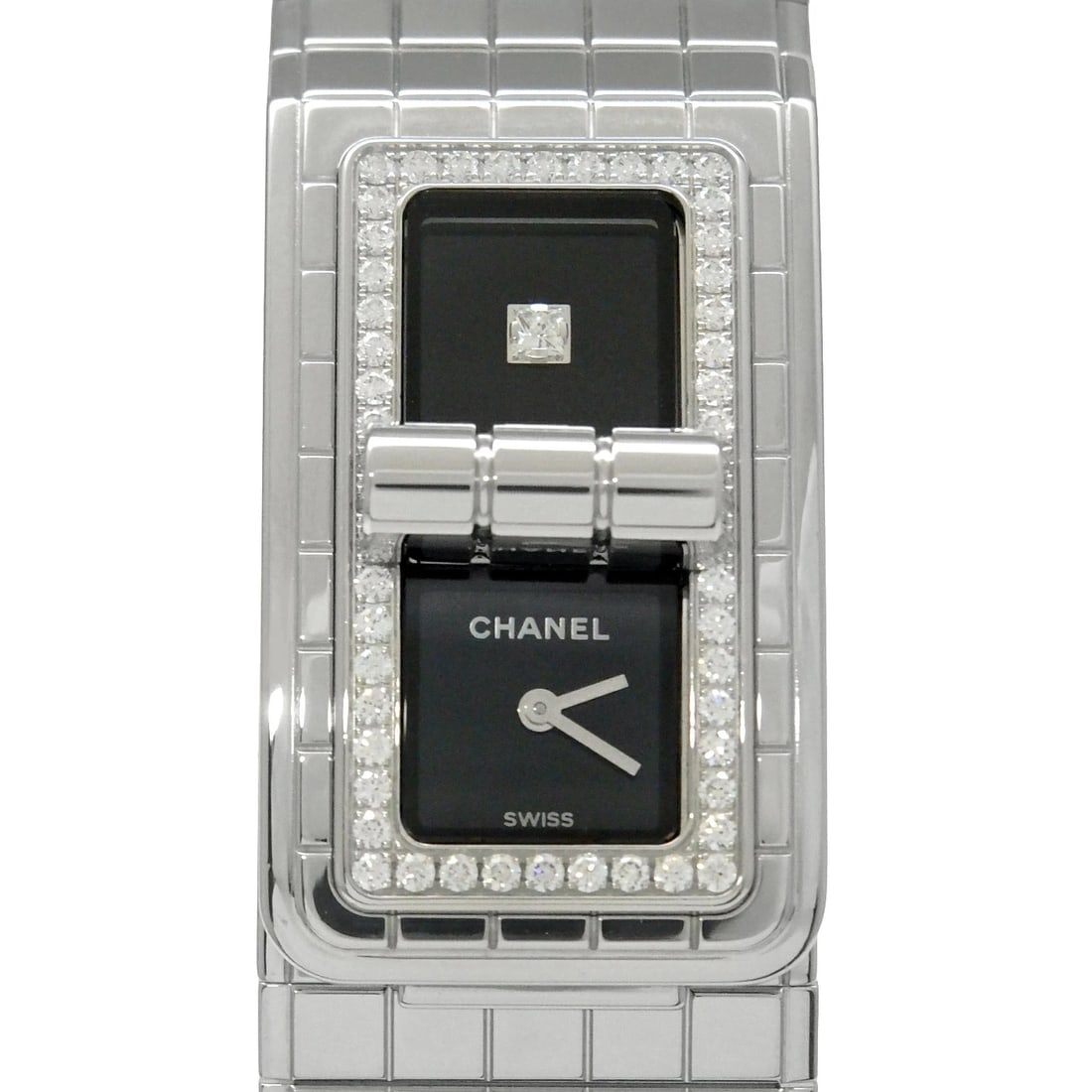 CHANEL WATCH CODE COCO 1P DIAMOND WATCH: Chanel Watch Code Coco 1P Diamond Watch Brand: CHANEL Type/Style: Wristwatch Material: SS Color: BLACK DIAL Size: Case size: 22mm Wrist size: 16cm Accessories: None Accessories Notice: When