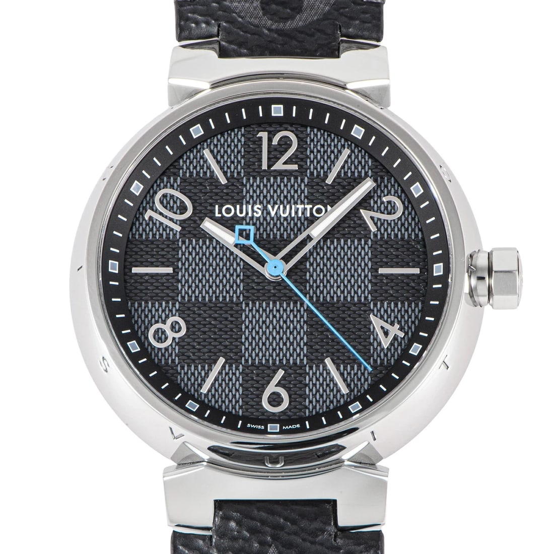LOUIS VUITTON WATCH TAMBOUR DAMIER GRAPHITE WATCH: Louis Vuitton Watch Tambour Damier Graphite Watch Brand: LOUIS VUITTON Type/Style: Wristwatch Material: SS Color: none Size: Case size: 41.5mm Wrist size: Approx. 19cm Accessories: None Ac