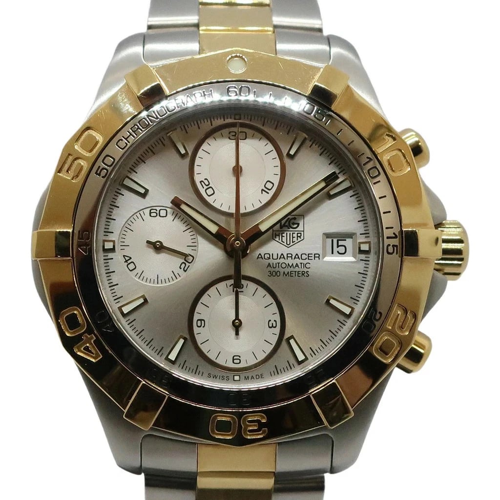 TAG HEUER WATCH AQUARACER CHRONOGRAPH WATCH: Tag Heuer Watch Aquaracer Chronograph Watch Brand: TAG HEUER Type/Style: Wristwatch Material: Stainless Steel x Gold Plated Color: none Size: Case size: 41mm Wrist size: 20.5cm Accessories: None <