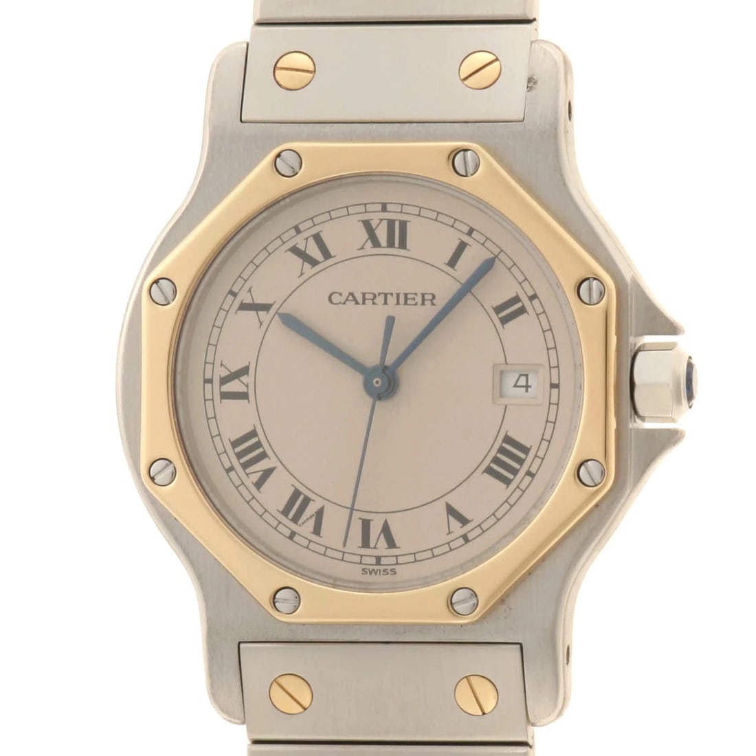 CARTIER WATCH SANTOS OCTAGON LM WATCH: Cartier Watch Santos Octagon Lm Watch Brand: CARTIER Type/Style: Wristwatch Material: Stainless steel/Yellow gold Color: none Size: Case size: 30mm Wrist size: Approx. 17cm Accessories: None <