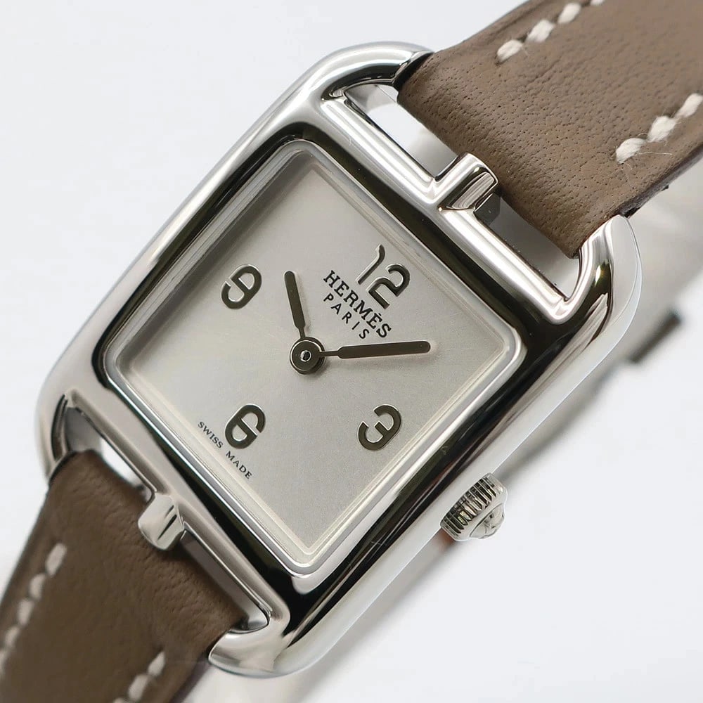 HERMES WATCH CAPE COD MINI QUARTZ WATCH: Hermes Watch Cape Cod Mini Quartz Watch Brand: HERMES Type/Style: Wristwatch Material: SS/Leather Color: SILVER Size: Case size: 20mm Wrist size: Approx. 15.5cm Accessories: None Accessori