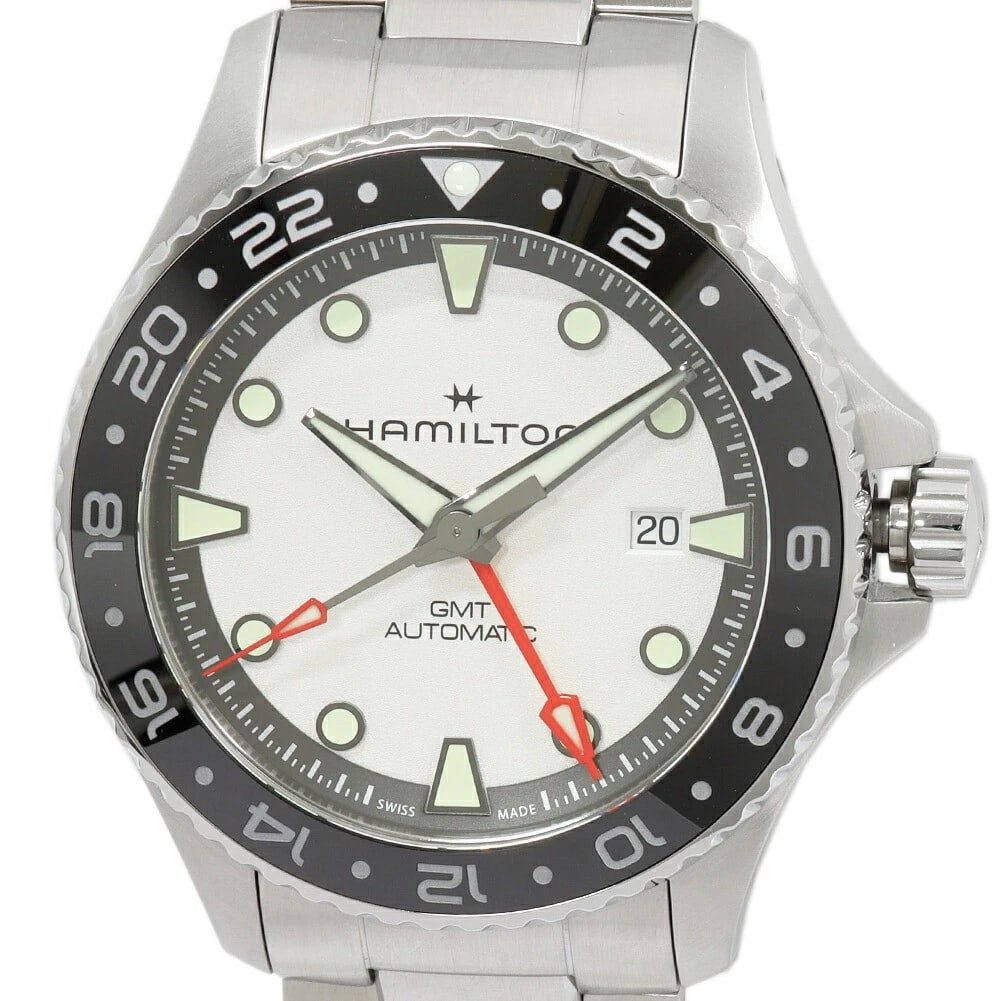 HAMILTON WATCH KHAKI NAVY AUTOMATIC GMT SILVER WATCH (1 of 2)