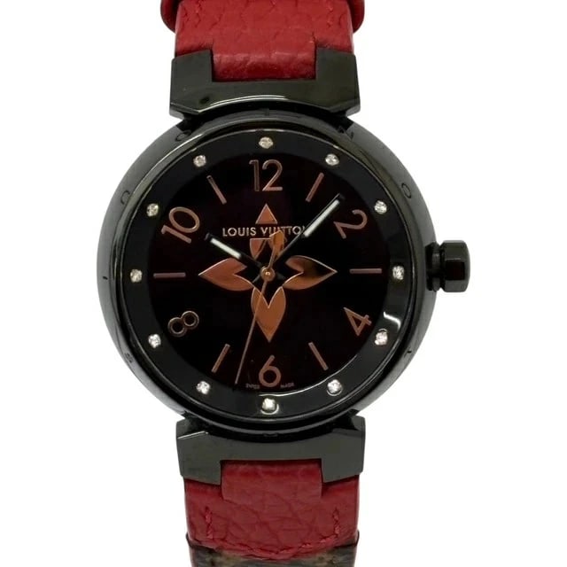 LOUIS VUITTON WATCH TAMBOUR ALL BLACK WATCH: Louis Vuitton Watch Tambour All Black Watch Brand: LOUIS VUITTON Type/Style: Wristwatch Material: Stainless Steel/Diamond/Leather Color: BLACK Size: Case size: 33mm Wrist size: Approx. 16.5cm Acce