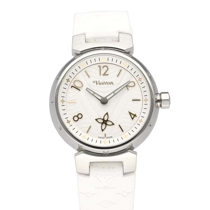 LOUIS VUITTON WATCH QUARTZ WHITE STAINLESTEEL WATCH: Louis Vuitton Watch Quartz White Stainlesteel Watch Brand: LOUIS VUITTON Type/Style: Wristwatch Material: SS Color: WHITE Size: Case size: 28mm Accessories: None Accessories Notice: When p