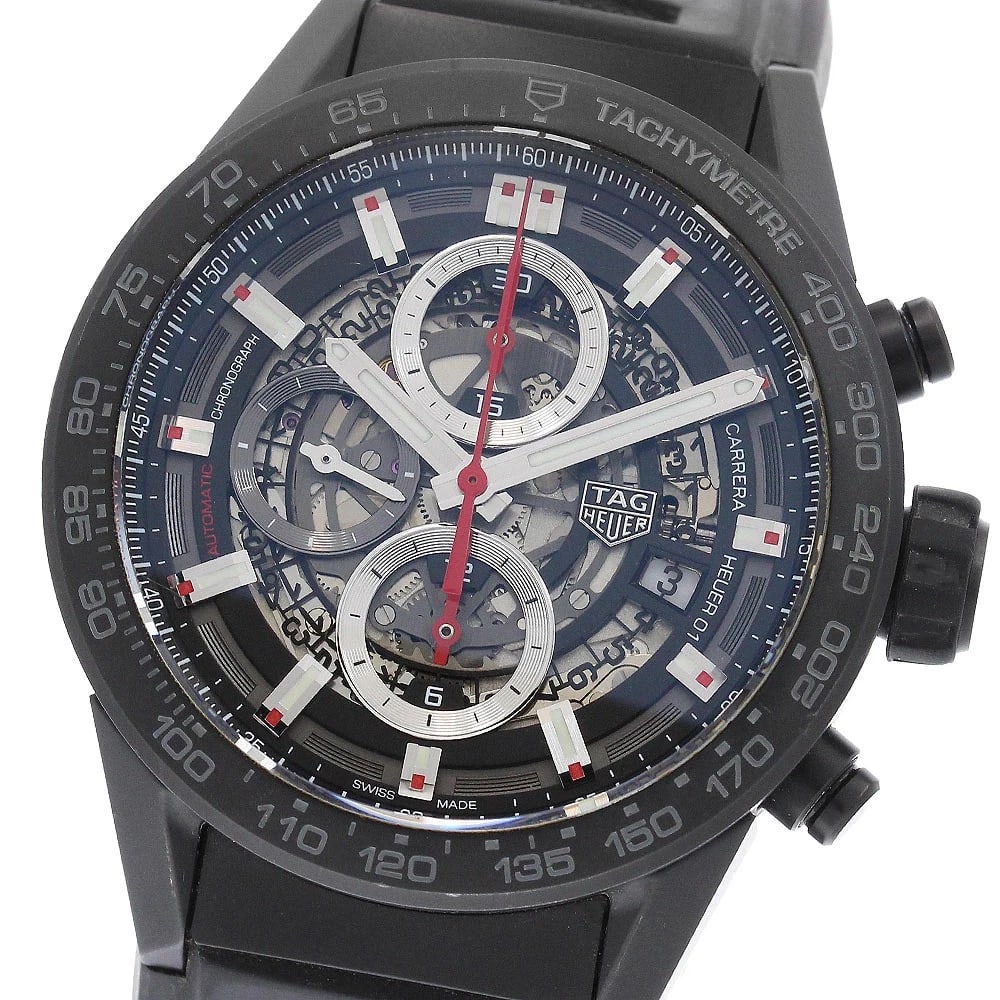 TAG HEUER WATCH CARRERA CALIBRE HEUER AUTOMATIC WATCH: Tag Heuer Watch Carrera Calibre Heuer Automatic Watch Brand: TAG HEUER Type/Style: Wristwatch Material: Ceramic/Stainless Steel Color: none Size: Case size: 44mm Wrist size: Approx. 22cm Accessori