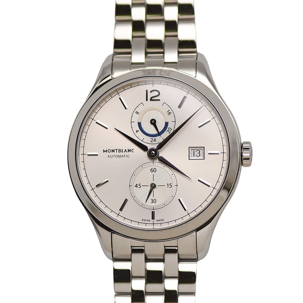 MONTBLANC WATCH HERITAGE DUAL TIME AUTOMATIC SILVER WATCH: Montblanc Watch Heritage Dual Time Automatic Silver Watch Brand: MONTBLANC Type/Style: Wristwatch Material: SS Color: SILVER Size: Case size: 41mm Wrist size: 19.5cm Accessories: None Accessories