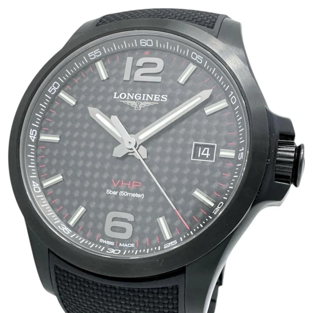 LONGINES WATCH CONQUEST VHP PERPETUAL WATCH: Longines Watch Conquest Vhp Perpetual Watch Brand: LONGINES Type/Style: Wristwatch Material: Stainless steel/Rubber Color: BLACK Size: Case size: 42mm Wrist size: Approx. 22cm Accessories: None
