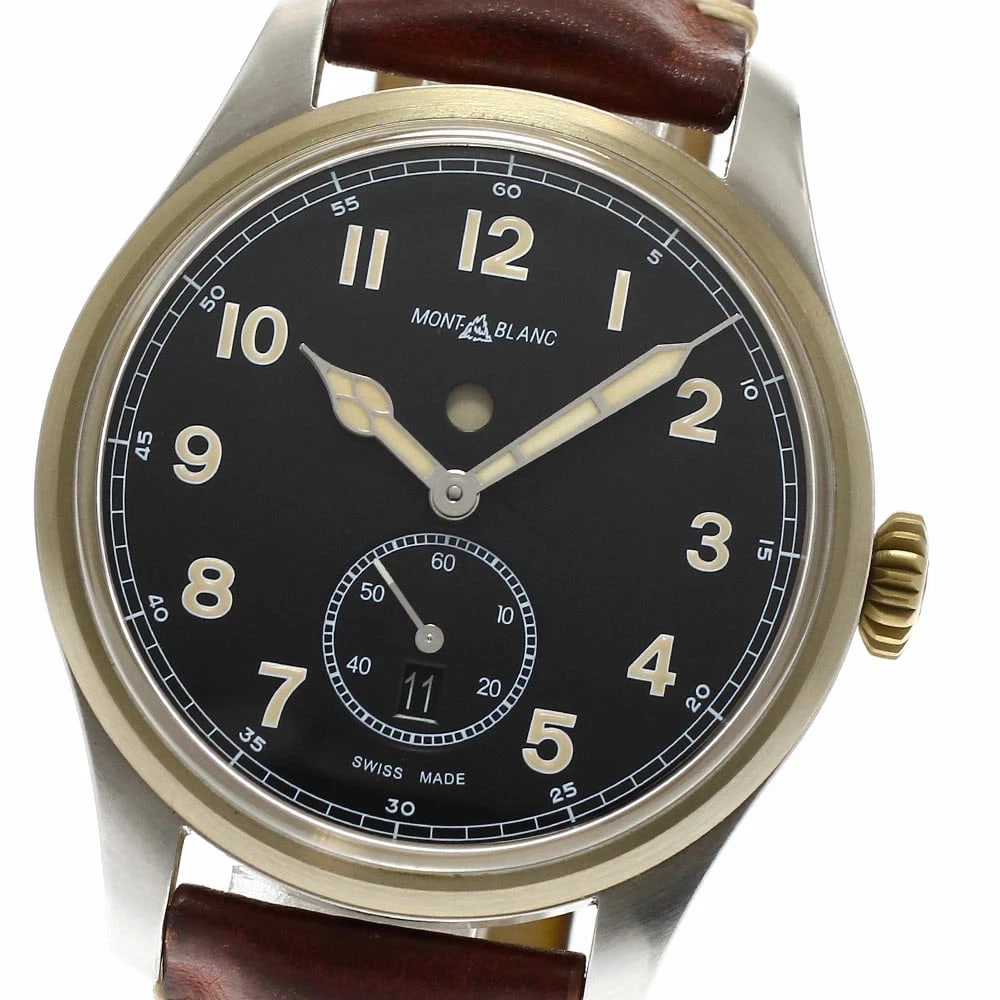 MONTBLANC WATCH AUTOMATIC DUAL TIME DAY WATCH: Montblanc Watch Automatic Dual Time Day Watch Brand: MONTBLANC Type/Style: Wristwatch Material: Stainless Steel/Bronze Color: BLACK DIAL Size: Case size: 44mm Wrist size: Approx. 20.5cm Accessories: