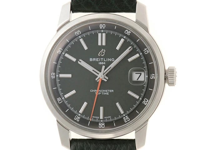 BREITLING WATCH TOP TIME GREEN AUTOMATIC DATE WATCH: Breitling Watch Top Time Green Automatic Date Watch Brand: BREITLING Type/Style: Wristwatch Material: SS Color: GREEN Size: Case size: 38mm Wrist size: Approx. 19cm Accessories: None Acces