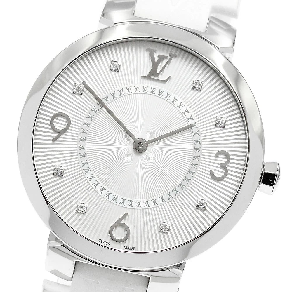 LOUIS VUITTON WATCH TAMBOUR QUARTZ SILVER DIAL WATCH: Louis Vuitton Watch Tambour Quartz Silver Dial Watch Brand: LOUIS VUITTON Type/Style: Wristwatch Material: SS Color: SILVER DIAL Size: Case size: 33mm Wrist size: Approx. 16.5cm Accessories: None