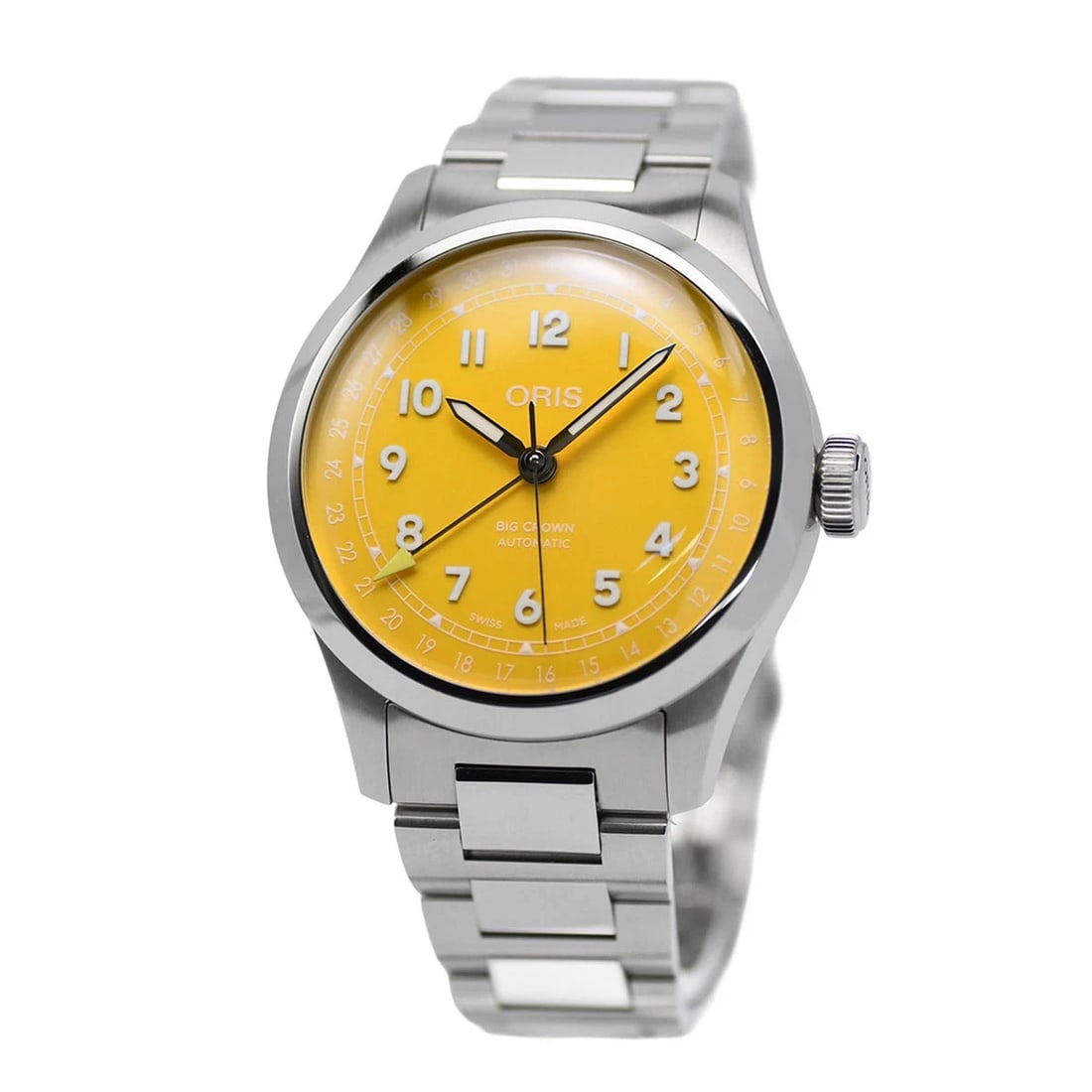 ORIS WATCH BIG CROWN POINTER DATE AUTOMATIC YELLOW DIAL WATCH - 2