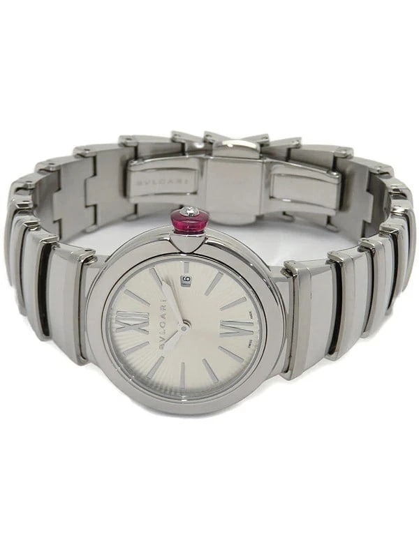 BVLGARI WATCH LUCEA QUARTZ DATE SILVER STAINLESTEEL WATCH: Bvlgari Watch Lucea Quartz Date Silver Stainlesteel Watch Brand: BVLGARI Type/Style: Wristwatch Material: SS Color: SILVER Size: Case size: 28mm Wrist size: 17cm Accessories: None Accessor