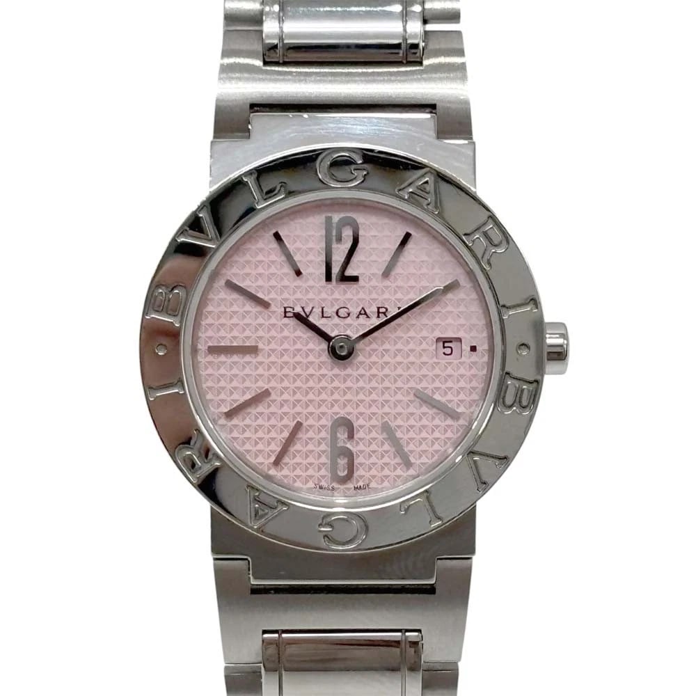 BVLGARI WATCH PINK QUARTZ WATCH: Bvlgari Watch Pink Quartz Watch Brand: BVLGARI Type/Style: Wristwatch Material: SS Color: PINK Size: Case size: 26mm Wrist size: 16cm Accessories: None Accessories Notice: When purchasing