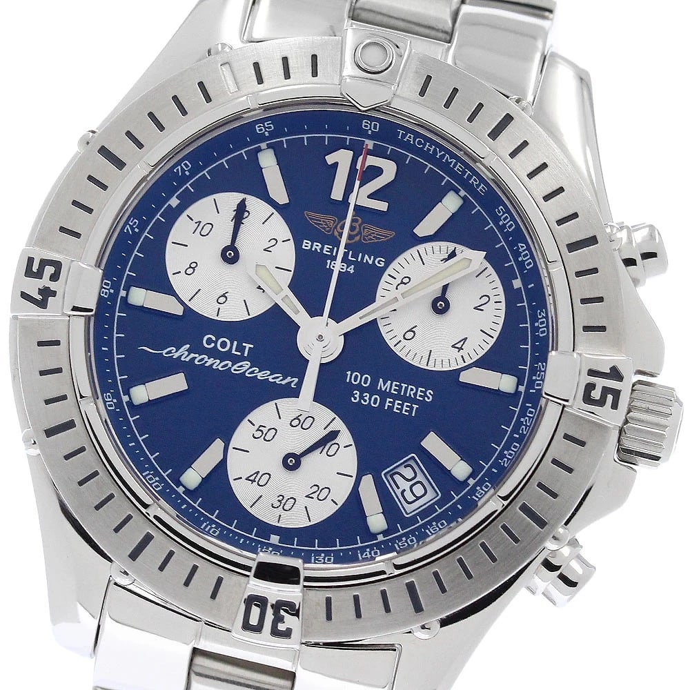 BREITLING WATCH COLT CHRONO OCEAN DATE QUARTZ WATCH: Breitling Watch Colt Chrono Ocean Date Quartz Watch Brand: BREITLING Type/Style: Wristwatch Material: SS Color: BLACK Size: Case size: 38mm Wrist size: Approx. 16.5 + 2cm Accessories: None