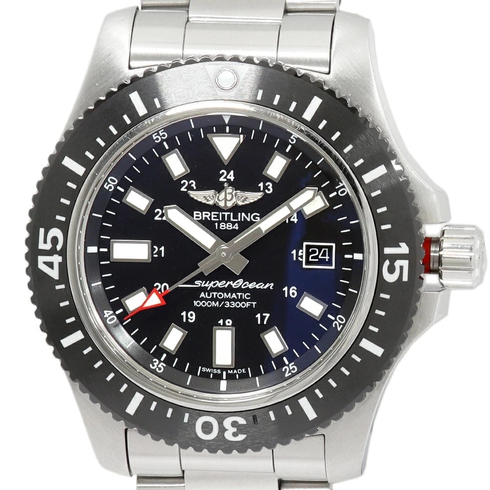 BREITLING WATCH SUPEROCEAN SPECIAL AUTOMATIC DATE WATCH: Breitling Watch Superocean Special Automatic Date Watch Brand: BREITLING Type/Style: Wristwatch Material: SS Color: BLACK DIAL Size: Case size: 46mm Wrist size: 21cm Accessories: None Acce
