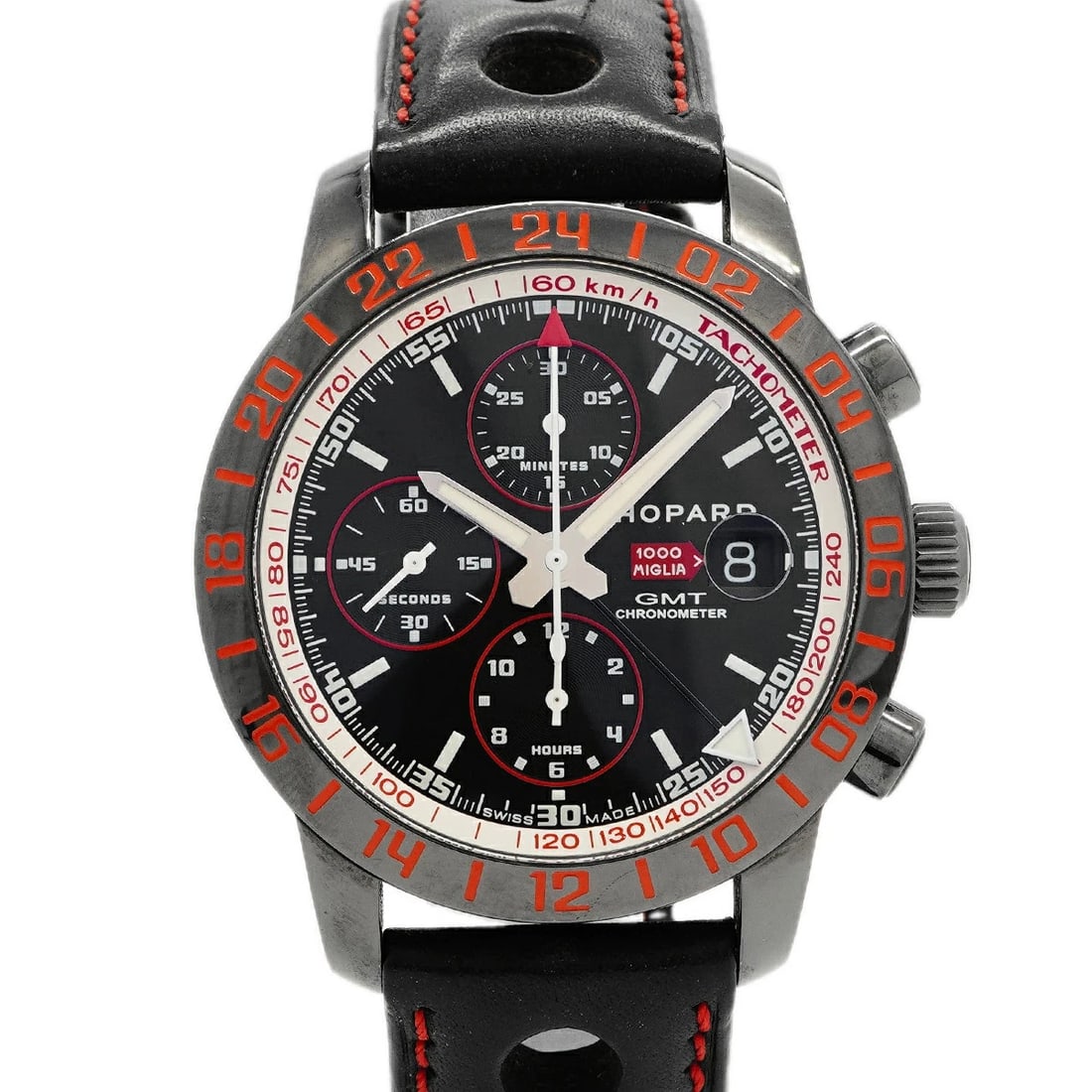 CHOPARD WATCH MILLE MIGLIA GMT SPEED BLACK WATCH: Chopard Watch Mille Miglia Gmt Speed Black Watch Brand: CHOPARD Type/Style: Wristwatch Material: Leather strap Color: BLACK Size: Case size: 42.3mm Wrist size: Approx. 19.5cm Accessories: None