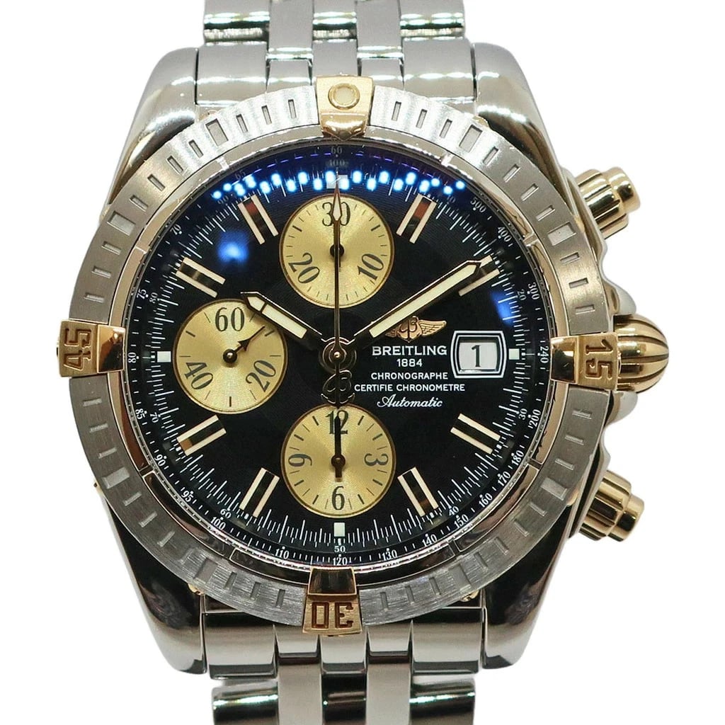 BREITLING WATCH CHRONOMAT EVOLUTION BICOLOR WATCH: Breitling Watch Chronomat Evolution Bicolor Watch Brand: BREITLING Type/Style: Wristwatch Material: Stainless Steel x Yellow Gold Color: BLACK Size: Case size: 43mm Wrist size: Approx. 20.5cm