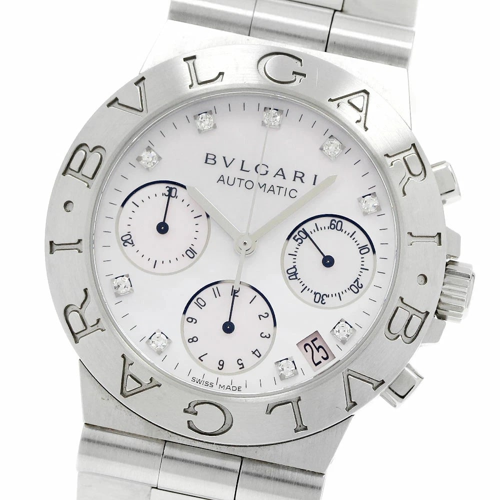 BVLGARI WATCH DIAGONO CHRONOGRAPH DATE WATCH: Bvlgari Watch Diagono Chronograph Date Watch Brand: BVLGARI Type/Style: Wristwatch Material: SS Color: None Size: Case size: 35mm Wrist size: Approx. 18cm Accessories: None Accessories Notice: When