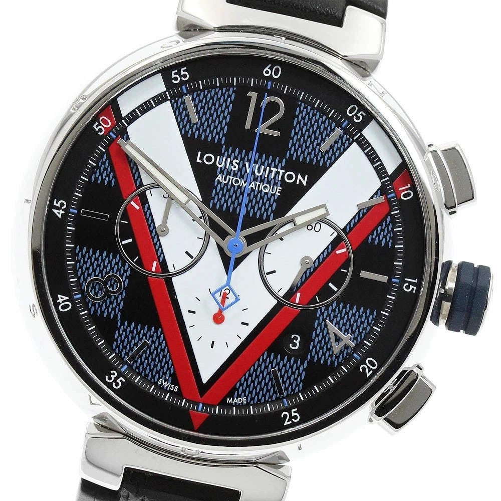 LOUIS VUITTON WATCH TAMBOUR DAMIER COBALT WATCH: Louis Vuitton Watch Tambour Damier Cobalt Watch Brand: LOUIS VUITTON Type/Style: Wristwatch Material: SS Color: None Size: Case size: 46mm Wrist size: Approx. 20cm Accessories: None Access