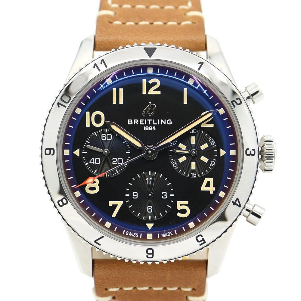 BREITLING WATCH CLASSIC AVI CHRONO MUSTANG WATCH: Breitling Watch Classic Avi Chrono Mustang Watch Brand: BREITLING Type/Style: Wristwatch Material: SS Color: BLACK Size: Case size: 42mm Wrist size: 19.5cm Accessories: None Accessories Notice: When