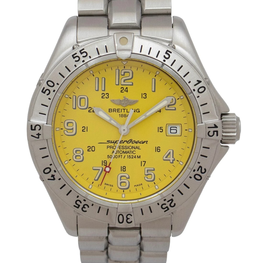 BREITLING WATCH SUPEROCEAN AUTOMATIC WATCH: Breitling Watch Superocean Automatic Watch Brand: BREITLING Type/Style: Wristwatch Material: SS Color: YELLOW Size: Case size: 41mm Wrist size: 17.5cm Accessories: None Accessories Notice: When