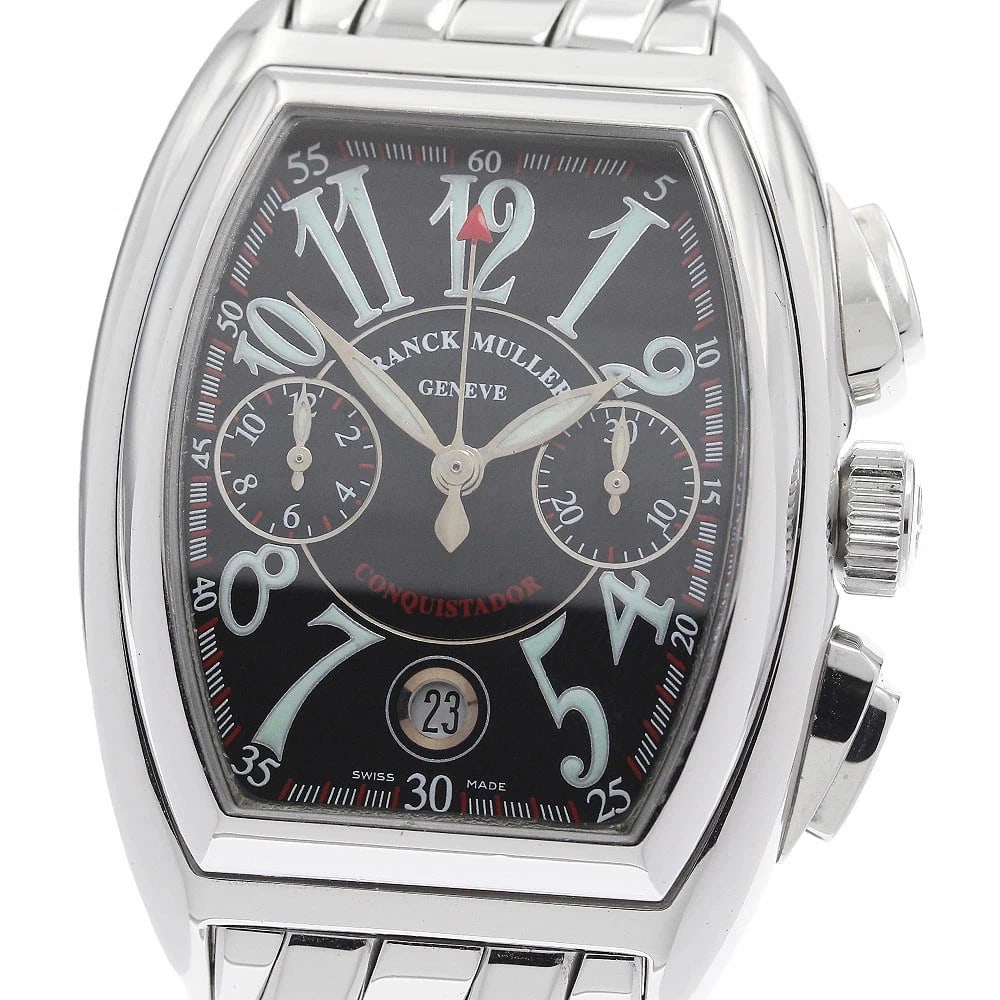 FRANCK MULLER WATCH CONQUISTADOR CHRONOGRAPH WATCH: Franck Muller Watch Conquistador Chronograph Watch Brand: FRANCK MULLER Type/Style: Wristwatch Material: SS Color: BLACK Size: Case size: 34mm Wrist size: Approx. 17cm Accessories: None Ac