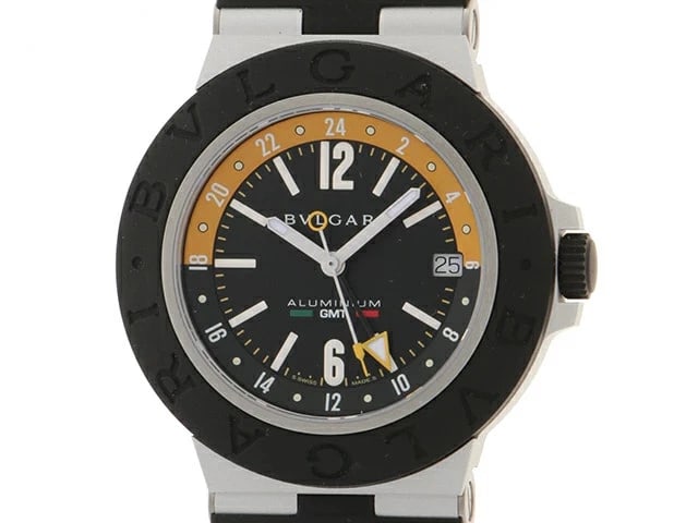 BVLGARI WATCH ALUMINUM GMT AUTOMATIC BLACK DIAL WATCH: Bvlgari Watch Aluminum Gmt Automatic Black Dial Watch Brand: BVLGARI Type/Style: Wristwatch Material: Aluminum/Rubber Color: BLACK DIAL Size: Case size: 40mm Wrist size: Approx. 20cm Accessories: