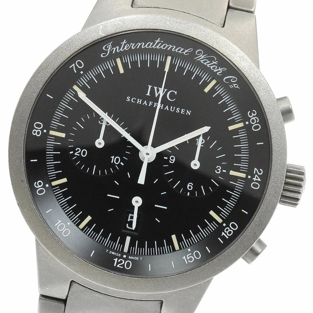 IWC WATCH SCHAFFHAUSEN GST DATE CHRONOGRAPH WATCH: Iwc Watch Schaffhausen Gst Date Chronograph Watch Brand: IWC Type/Style: Wristwatch Material: SS Color: BLACK Size: Case size: 37mm Wrist size: Approx. 17cm Accessories: None Accessories N