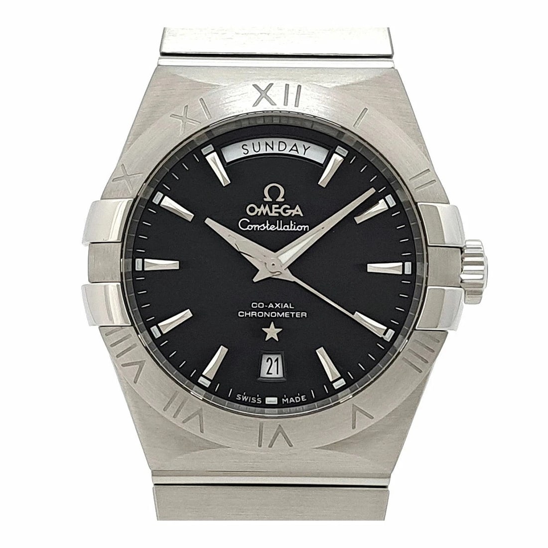 OMEGA WATCH CONSTELLATION DAY-DATE AUTOMATIC BLACK WATCH: Omega Watch Constellation Day-Date Automatic Black Watch Brand: OMEGA Type/Style: Wristwatch Material: SS Color: BLACK Size: Case size: 38mm Wrist size: Approx. 19.5cm Accessories: None Ac