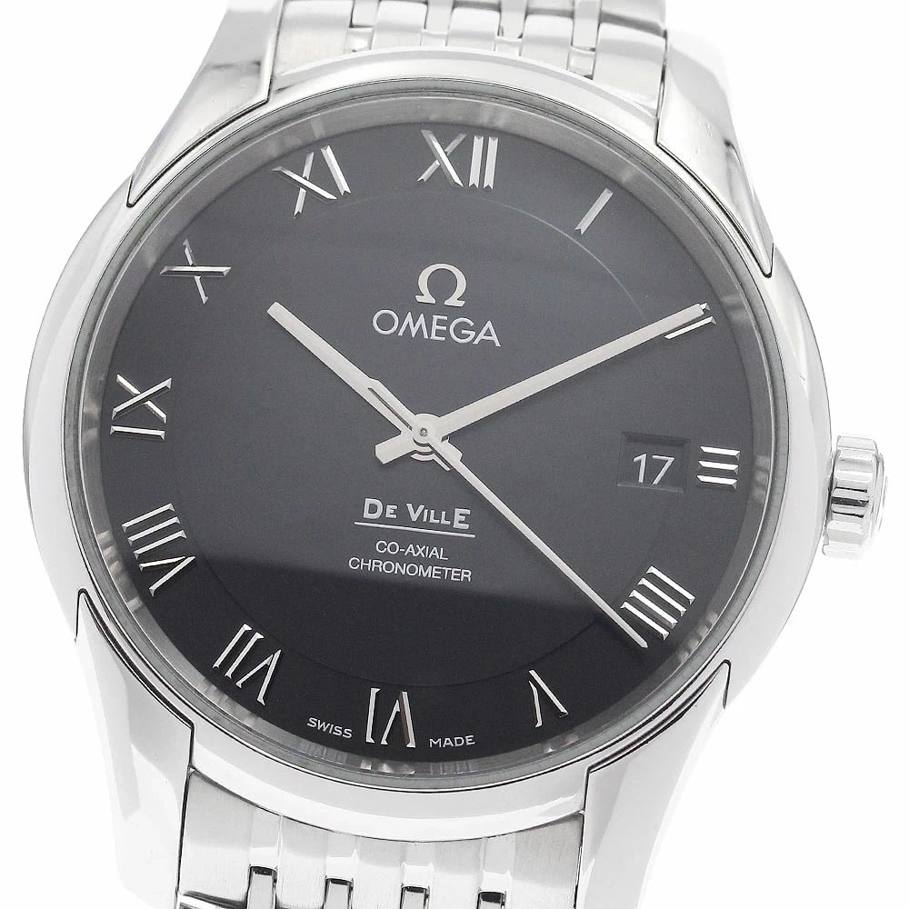 OMEGA WATCH DE VILLE CO-AXIAL DATE AUTOMATIC WATCH: Omega Watch De Ville Co-Axial Date Automatic Watch Brand: OMEGA Type/Style: Wristwatch Material: SS Color: BLACK Size: Case size: 41mm Wrist size: Approx. 18cm Accessories: None Accessories Notice: