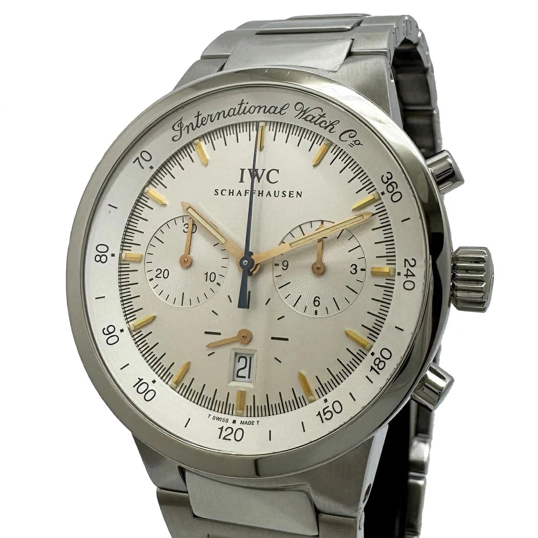 IWC WATCH SCHAFFHAUSEN GST CHRONOGRAPH SEMI-MECHANICAL WATCH: Iwc Watch Schaffhausen Gst Chronograph Semi-Mechanical Watch Brand: IWC Type/Style: Wristwatch Material: SS Color: None Size: Case size: 37mm Wrist size: Approx. 18cm Accessories: None Accessories