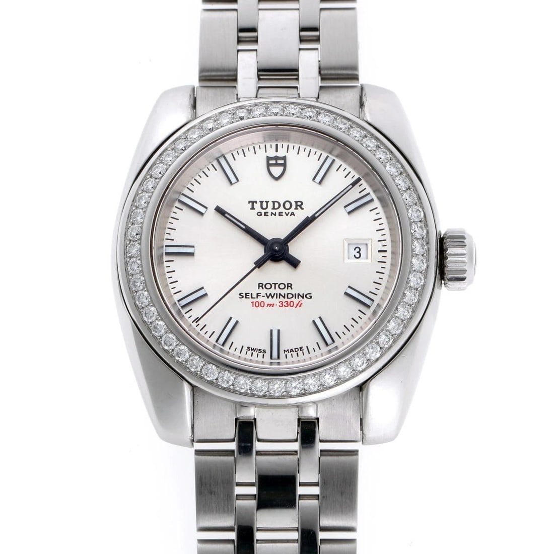 TUDOR WATCH CLASSIC DATE DIAMOND AUTOMATIC WATCH: Tudor Watch Classic Date Diamond Automatic Watch Brand: TUDOR Type/Style: Wristwatch Material: SS Color: SILVER DIAL Size: Case size: 28mm Wrist size: 15cm Accessories: None Accessories Notice: When