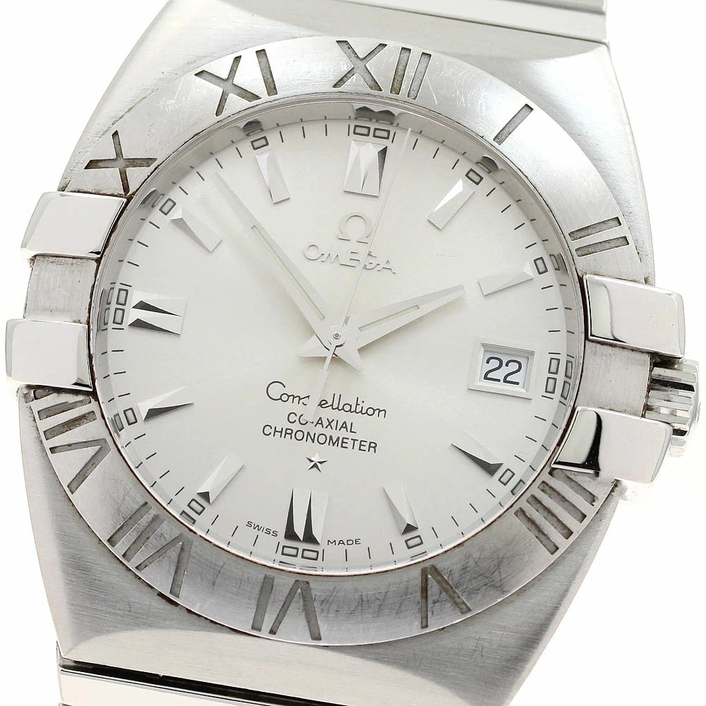 OMEGA WATCH CONSTELLATION DOUBLE EAGLE DATE WATCH: Omega Watch Constellation Double Eagle Date Watch Brand: OMEGA Type/Style: Wristwatch Material: SS Color: SILVER DIAL Size: Case size: 38mm Wrist size: Approx. 18.5cm Accessories: None Accessories