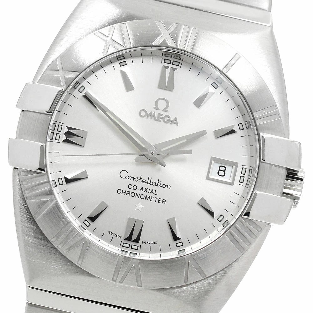OMEGA WATCH CONSTELLATION DOUBLE EAGLE DATE WATCH: Omega Watch Constellation Double Eagle Date Watch Brand: OMEGA Type/Style: Wristwatch Material: SS Color: SILVER DIAL Size: Case size: 38mm Wrist size: Approx. 18.5cm Accessories: None Accessories