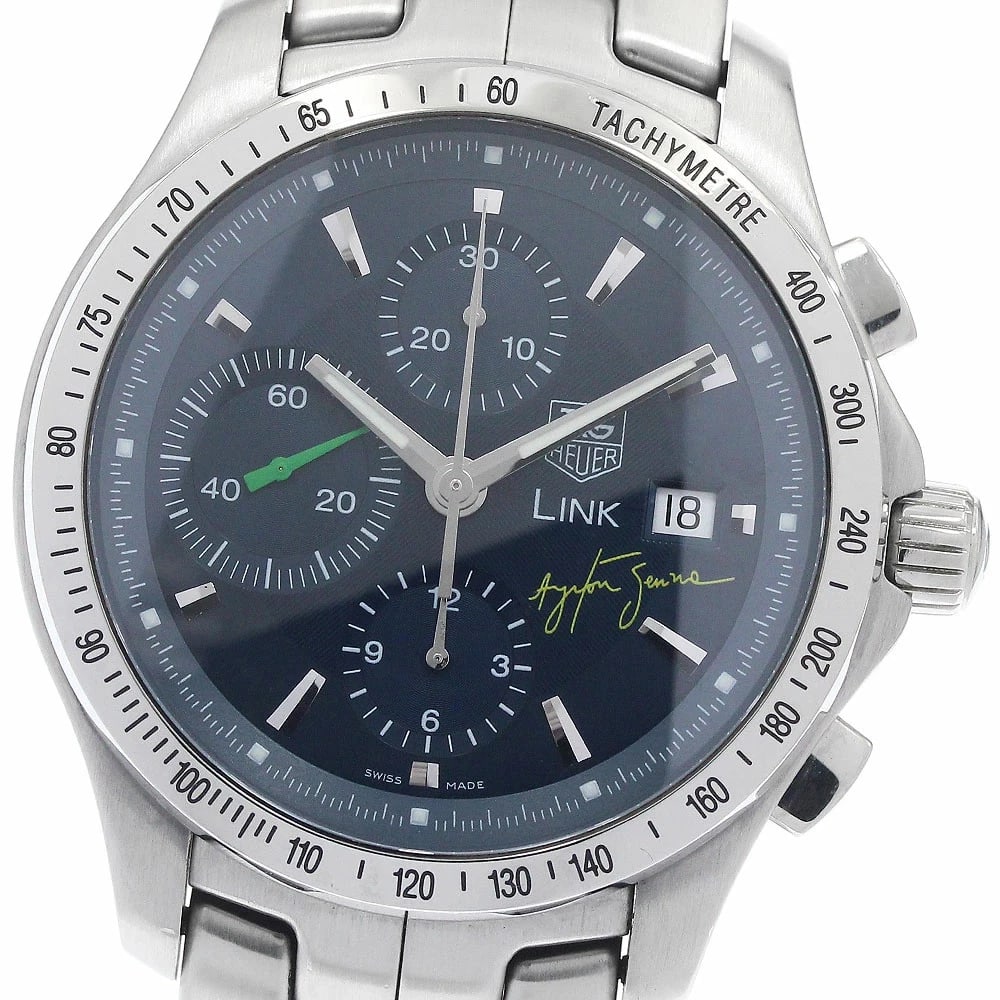 TAG HEUER WATCH LINK AYRTON SENNA WATCH: Tag Heuer Watch Link Ayrton Senna Watch Brand: TAG HEUER Type/Style: Wristwatch Material: SS Color: NAVY Size: Case size: 41mm Wrist size: Approx. 17.5cm Accessories: None Accessories Noti