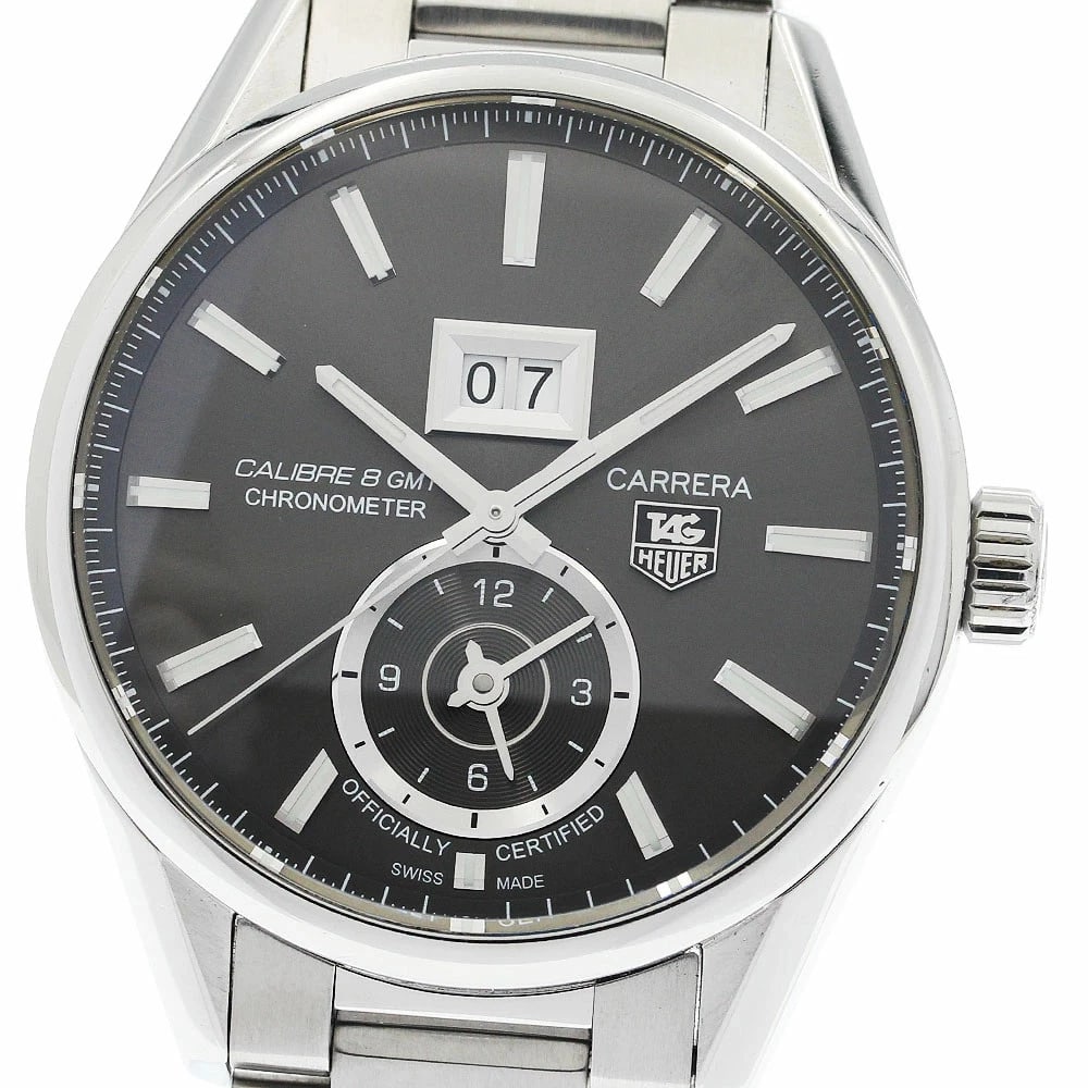 TAG HEUER WATCH CARRERA GRAND DATE GMT CALIBER WATCH: Tag Heuer Watch Carrera Grand Date Gmt Caliber Watch Brand: TAG HEUER Type/Style: Wristwatch Material: SS Color: None Size: Case size: 41mm Wrist size: Approx. 18 + 1cm Accessories: None A