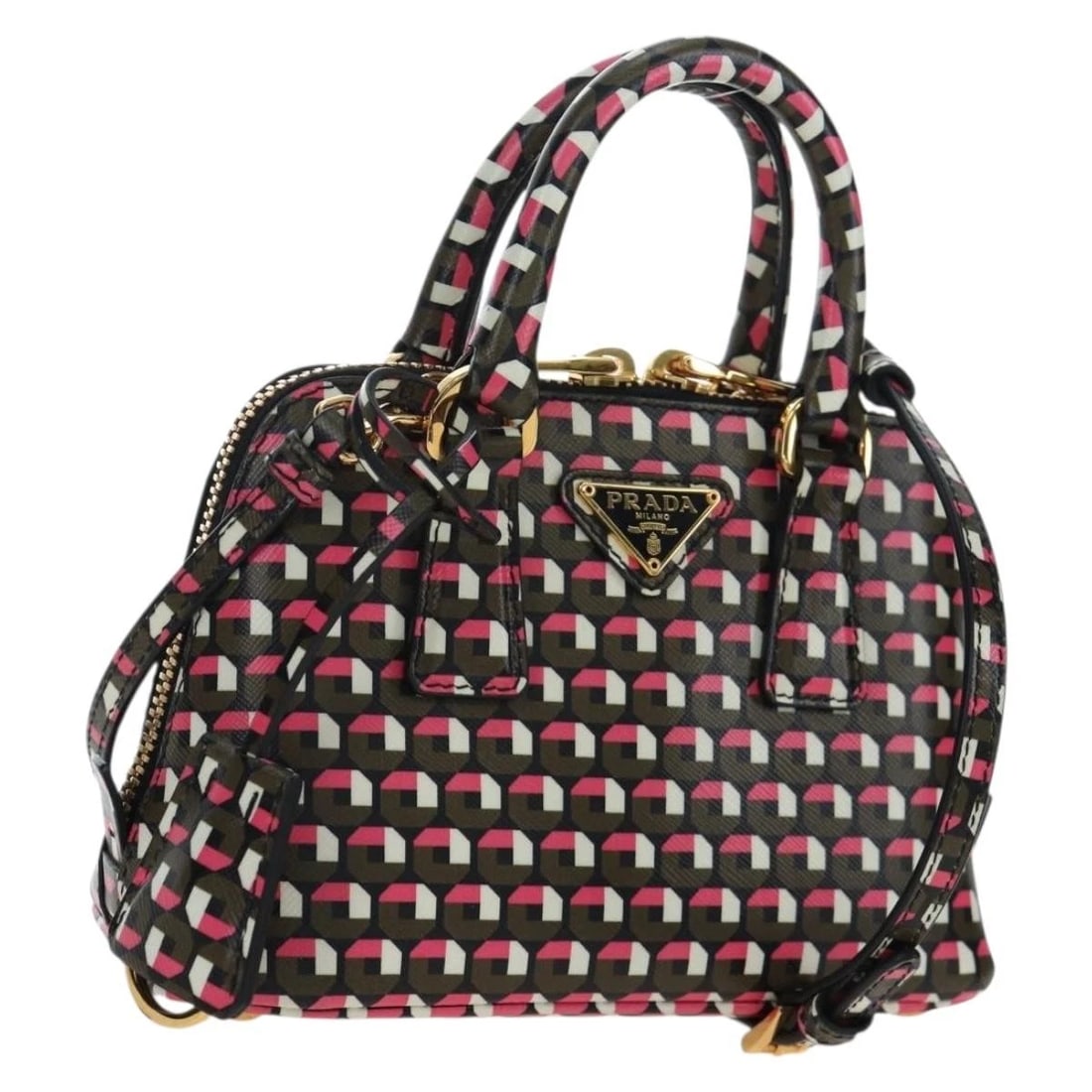 PRADA SAFFIANO HAND BAG 2WAY MULTICOLOR: PRADA Saffiano Hand Bag 2way Multicolor Brand: PRADA Type/Style: Hand Bag Material: Saffiano Leather Color: Multicolor Size: W7.1 x H4.7 x D3.1inch(Approx) Accessories: None Accessories No