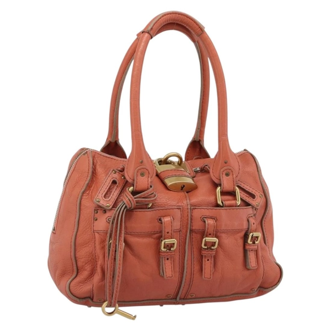 CHLOE PADDINGTON HAND BAG LEATHER PINK GOLD: Chloe Paddington Hand Bag Leather Pink Gold Brand: Chloe Type/Style: Hand Bag Material: Leather Color: Pink/Gold/Silver Size: W14.2 x H9.8 x D6.3inch(Approx) Accessories: None Accessories