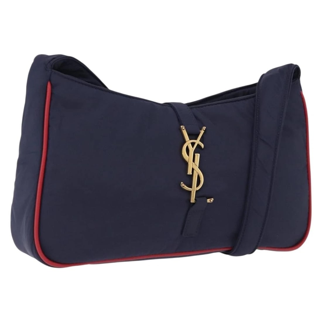 SAINT LAURENT SHOULDER BAG NYLON NAVY GOLD: SAINT LAURENT Shoulder Bag Nylon Navy Gold Brand: SAINT LAURENT Type/Style: Shoulder Bag Material: Nylon Color: Navy/Gold Tone Size: W9.4 x H5.1 x D1.8inch(Approx) Accessories: None Access