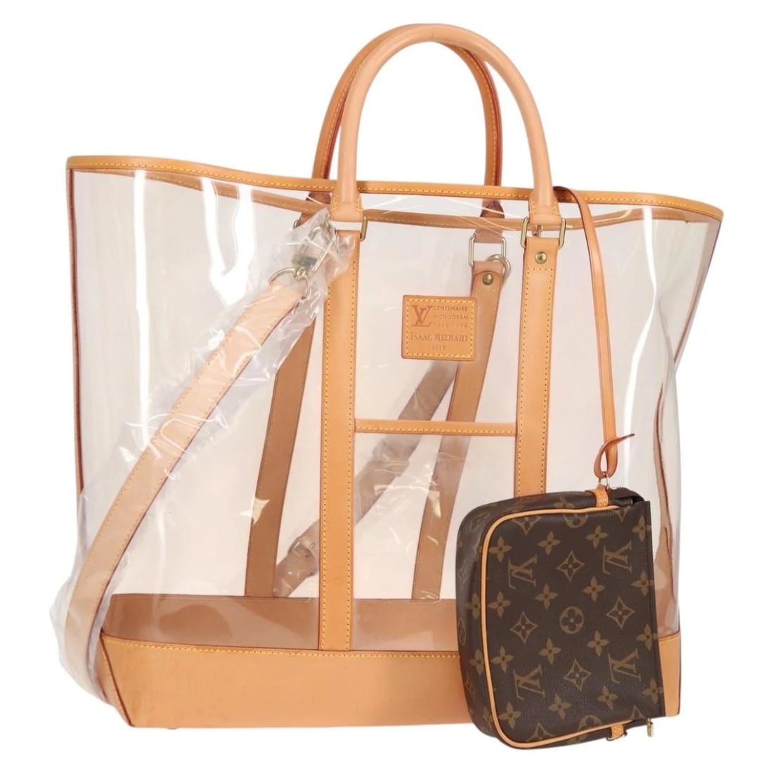 LOUIS VUITTON ISAAC MIZRAHI TOTE BAG VINYL LEATHER: LOUIS VUITTON Isaac Mizrahi Tote Bag Vinyl Leather Brand: LOUIS VUITTON Type/Style: Tote Bag Material: Vinyl Color: Clear/Beige Size: W16.5 x H15.7 x D7.5inch(Approx) Accessories: None Acc